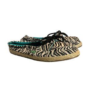 Sanuk Zebra Print Canvas Espadrille Flats Lace-Up Detail casual lightweight 8